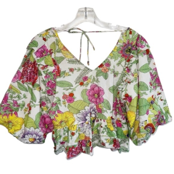Love The Label Mitzie Floral Ruffle Blouse Romantic Feminine Sz XS Cottagecore - Picture 4 of 16